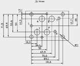 Присоединительные размеры гидродросселя с обратным клапаном Ду=16 предназначенного для дросселирования потока рабочей жидкости в одном направлении и свободного пропускания в обратном направлении