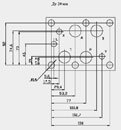 Присоединительные размеры гидродросселя с обратным клапаном Ду=20 предназначенного для дросселирования потока рабочей жидкости в одном направлении и свободного пропускания в обратном направлении
