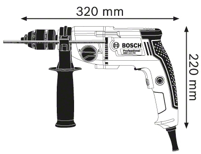 Дрель BOSCH GBM 13-2 RE 750 Вт, размеры.