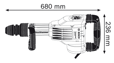 Отбойный молоток BOSCH GSH11 VC, размеры.