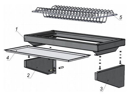 Полка кухонная для сушки тарелок ПКТ 650 -900, -1200, -Э, схема сборки