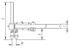 ШЦО-4 штангенциркуль с коническими вставками для измерения расстояний между центрами отверстий, схема.
