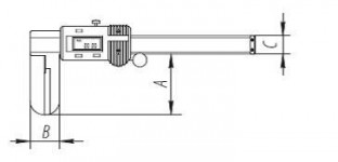 ШЦОЦ5 штангенциркуль цифровой с удлиненными губками, схема.