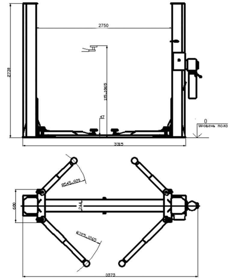 Чертеж подъемника автомобиля