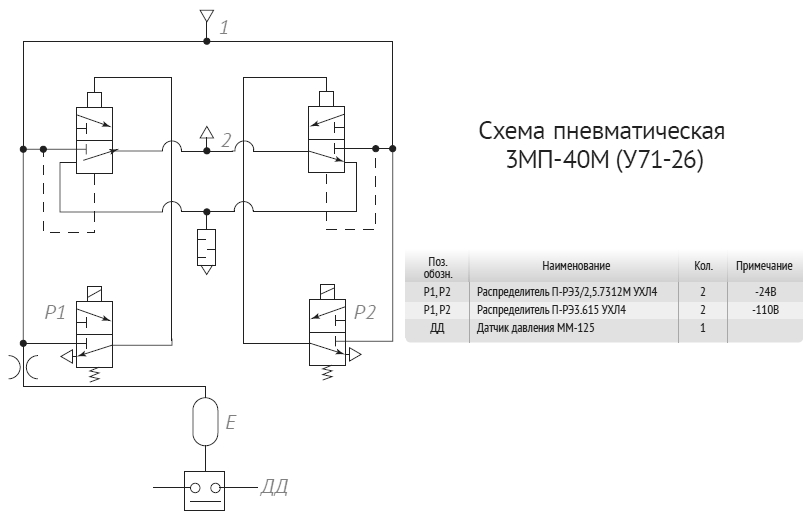 Пневматический клапан схема