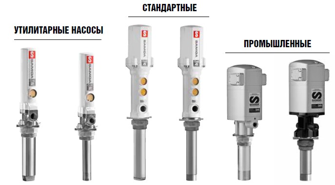 Пневматические насосы для масла SAMOA: утилитарные, стандартные, промышленные.