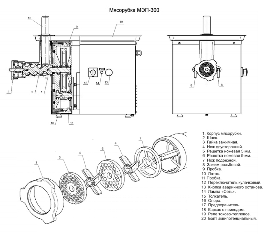 Мясорубка схема сборки