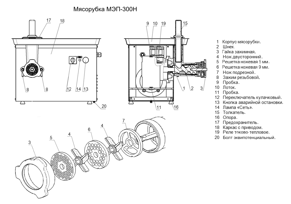 Мясорубка схема сборки