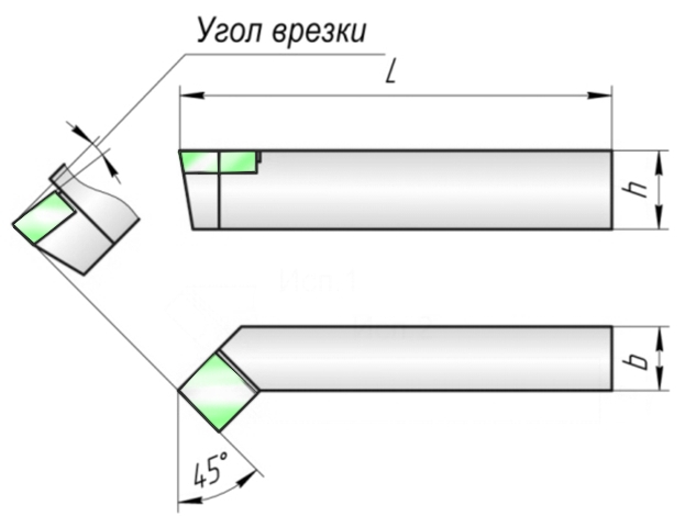 Проходной упорный резец угол в плане