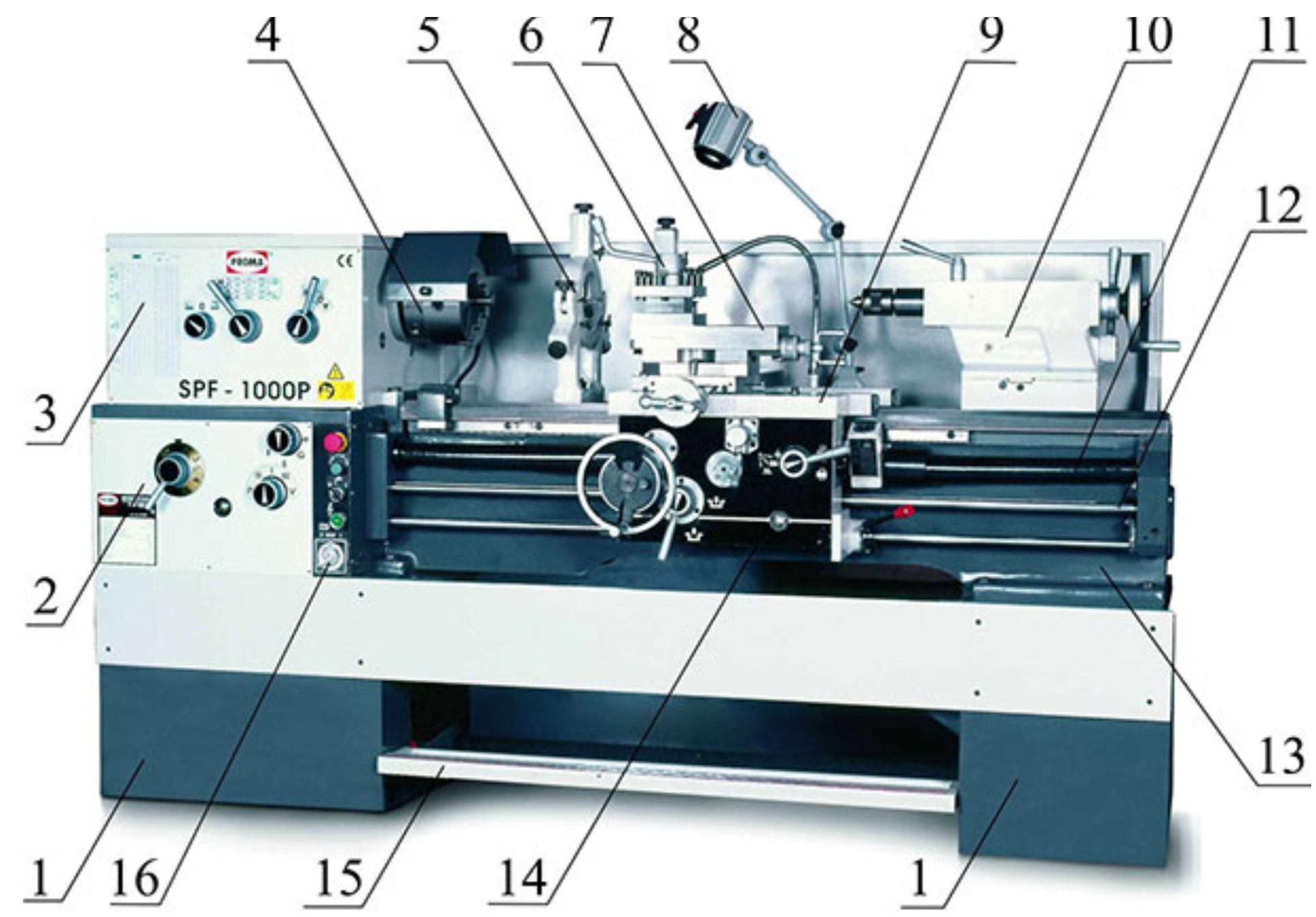 Схема узлов и деталей токарного станка SPF-1000P PROMA (Прома).