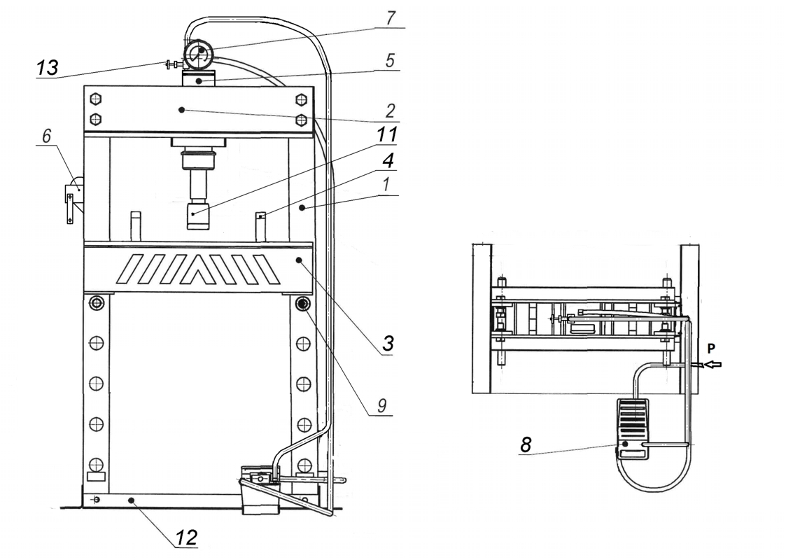 Чертеж пресса гидравлического из домкрата