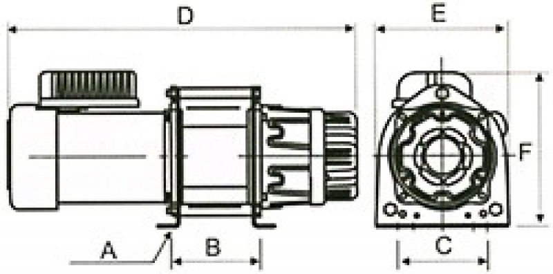 Электрическая универсальная лебедка HW-300L, размеры.