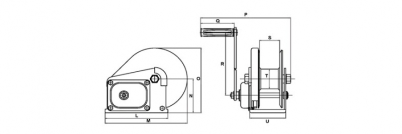 Ручная барабанная лебедка BHW-1200, размеры.