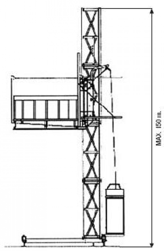 Строительный мачтовый подъемник Camac EC-1000/150, размеры.