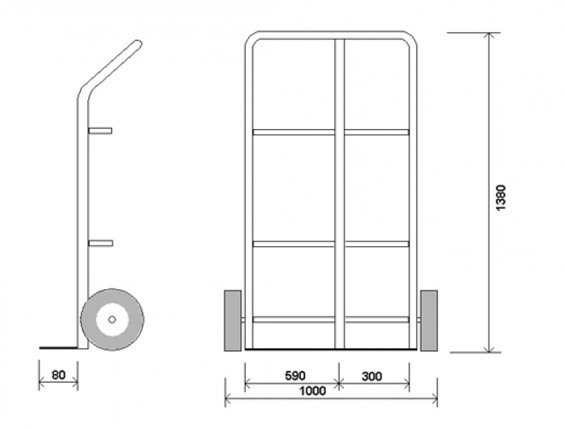 Тележка для баллонов КП 2, размеры.