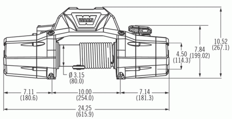 Автомобильная лебедка WARN ZEON 8-S, размеры.