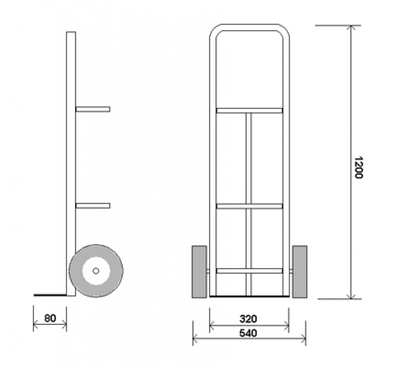 Тележка для баллонов ПР 1, размеры.