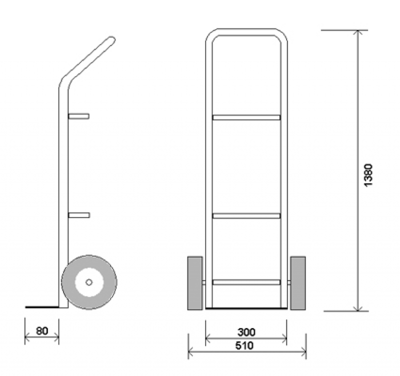 Тележка для баллонов ГБ 1, размеры.