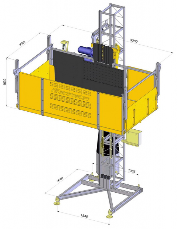 Подъемник Electroelsa EHPM2500/10, размеры.