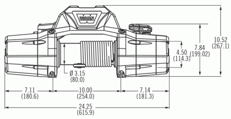 Автомобильная лебедка WARN ZEON 12, размеры.