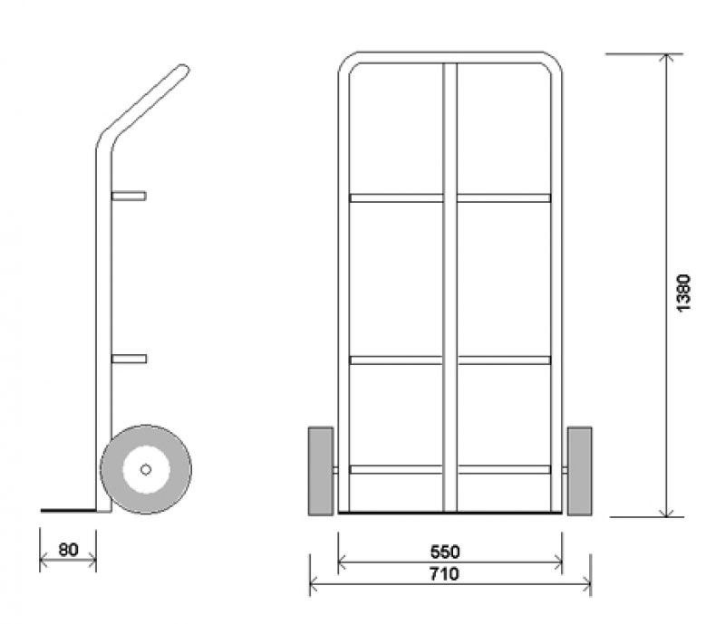 Тележка для баллонов ГБ 2, размеры.