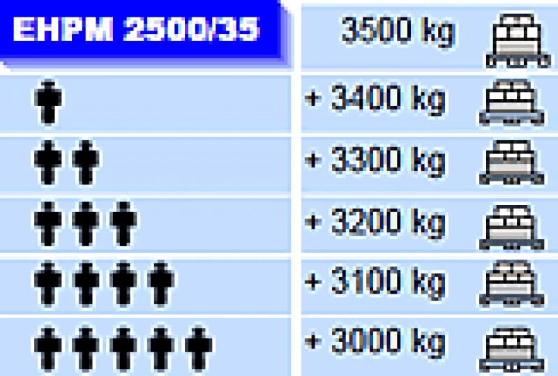 Electroelsa EHPM2500/35, грузоподъемность.